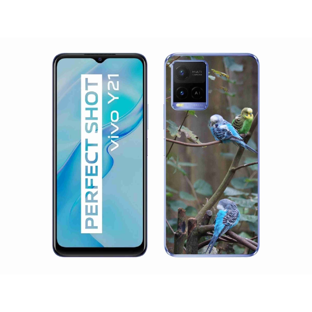 Gelový kryt mmCase na Vivo Y21/Y21s/Y33s - papoušci na větvi