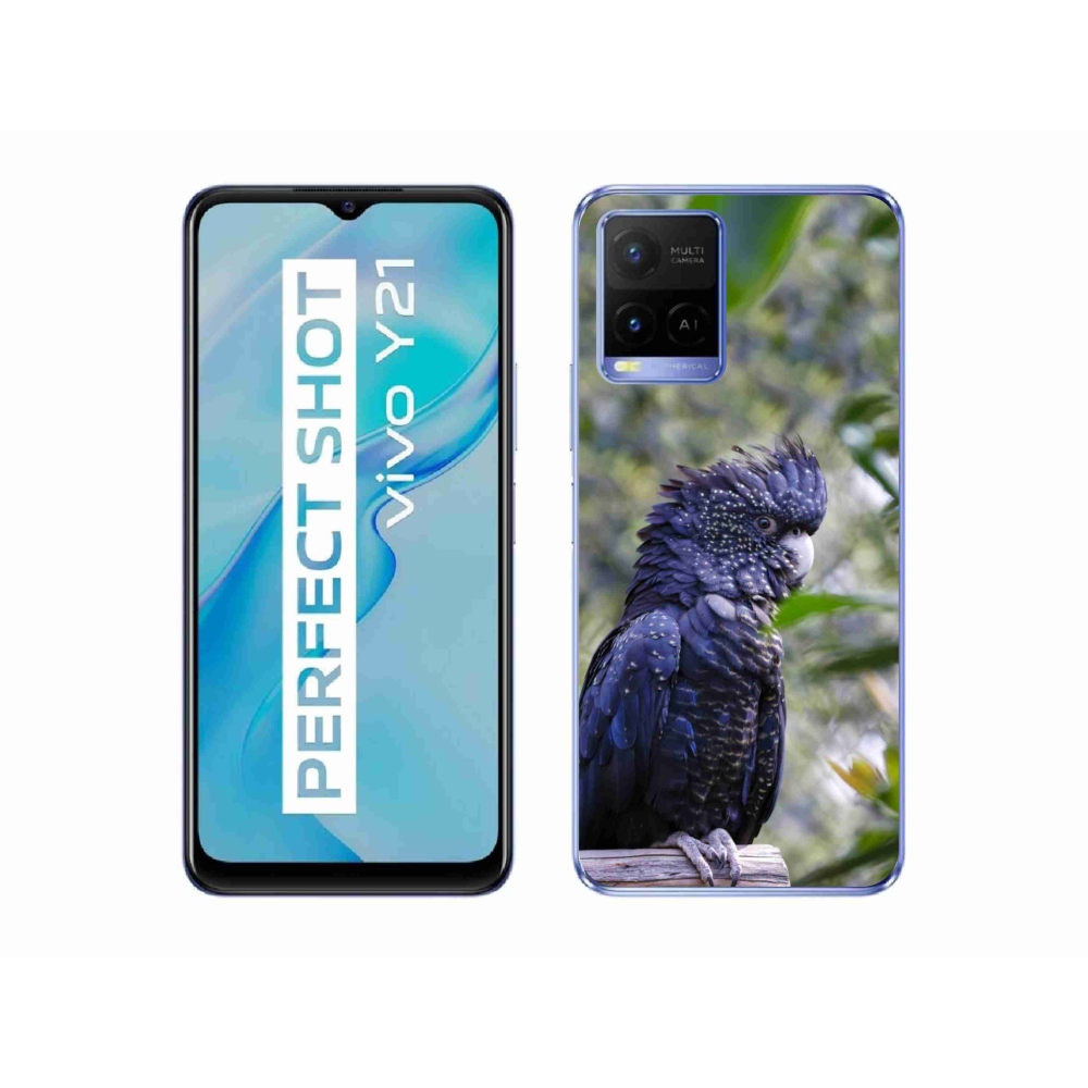 Gelový kryt mmCase na Vivo Y21/Y21s/Y33s - papoušek kakadu černý