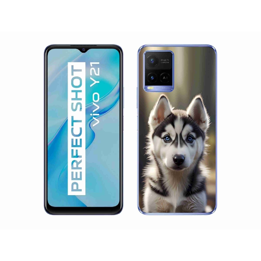 Gelový kryt mmCase na Vivo Y21/Y21s/Y33s - roztomilý sibiřský husky
