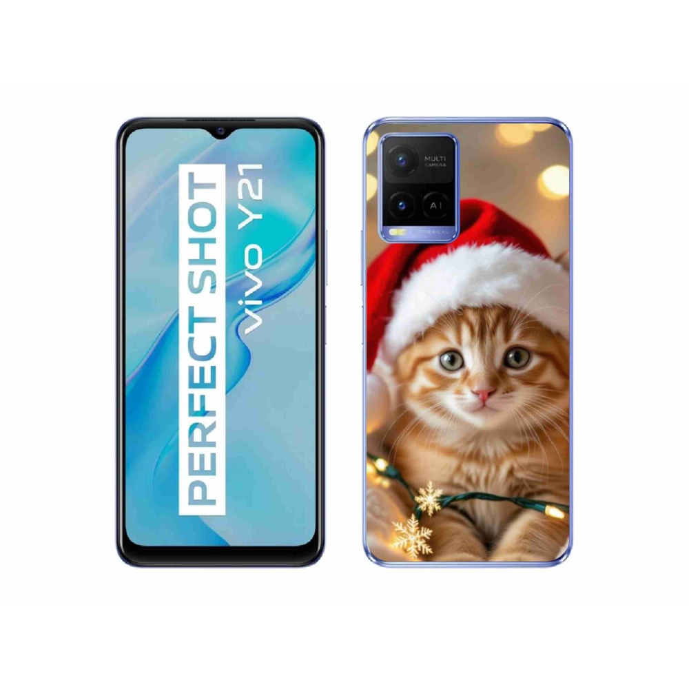 Gelový kryt mmCase na Vivo Y21/Y21s/Y33s - vánoční kotě
