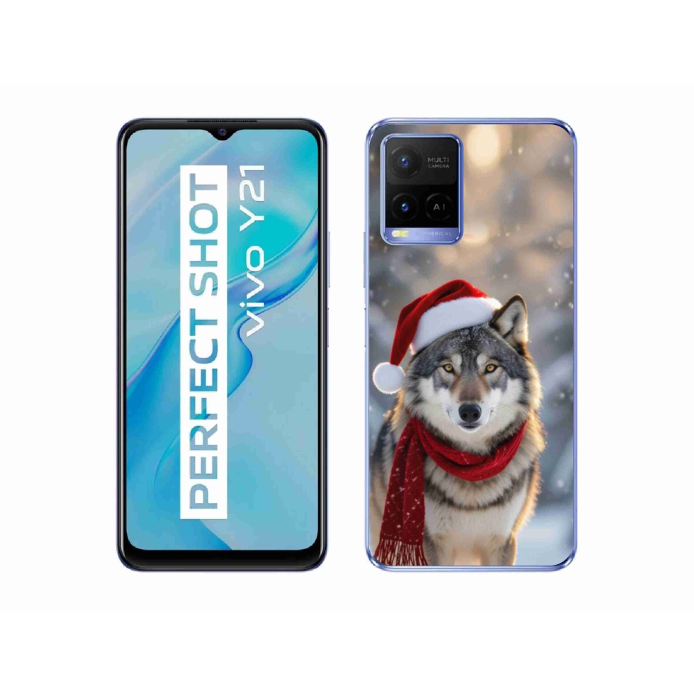 Gelový kryt mmCase na Vivo Y21/Y21s/Y33s - vánoční vlk