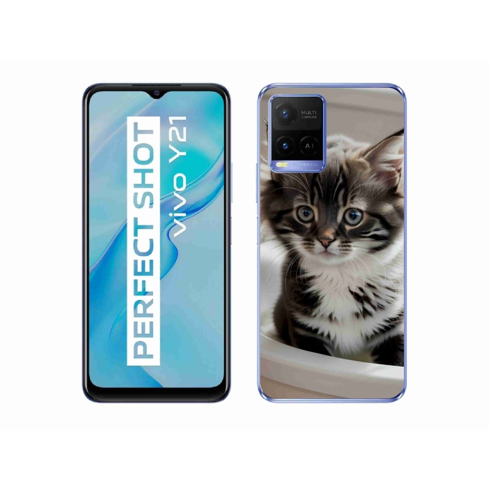 Gelový kryt mmCase na Vivo Y21/Y21s/Y33s - zvědavé kotě