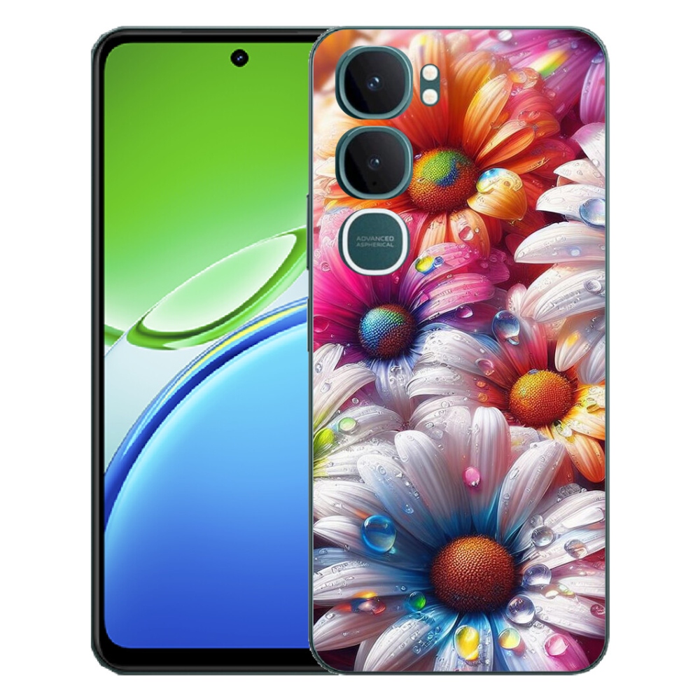 Gelový kryt mmCase na Vivo Y21d - barevné kopretiny