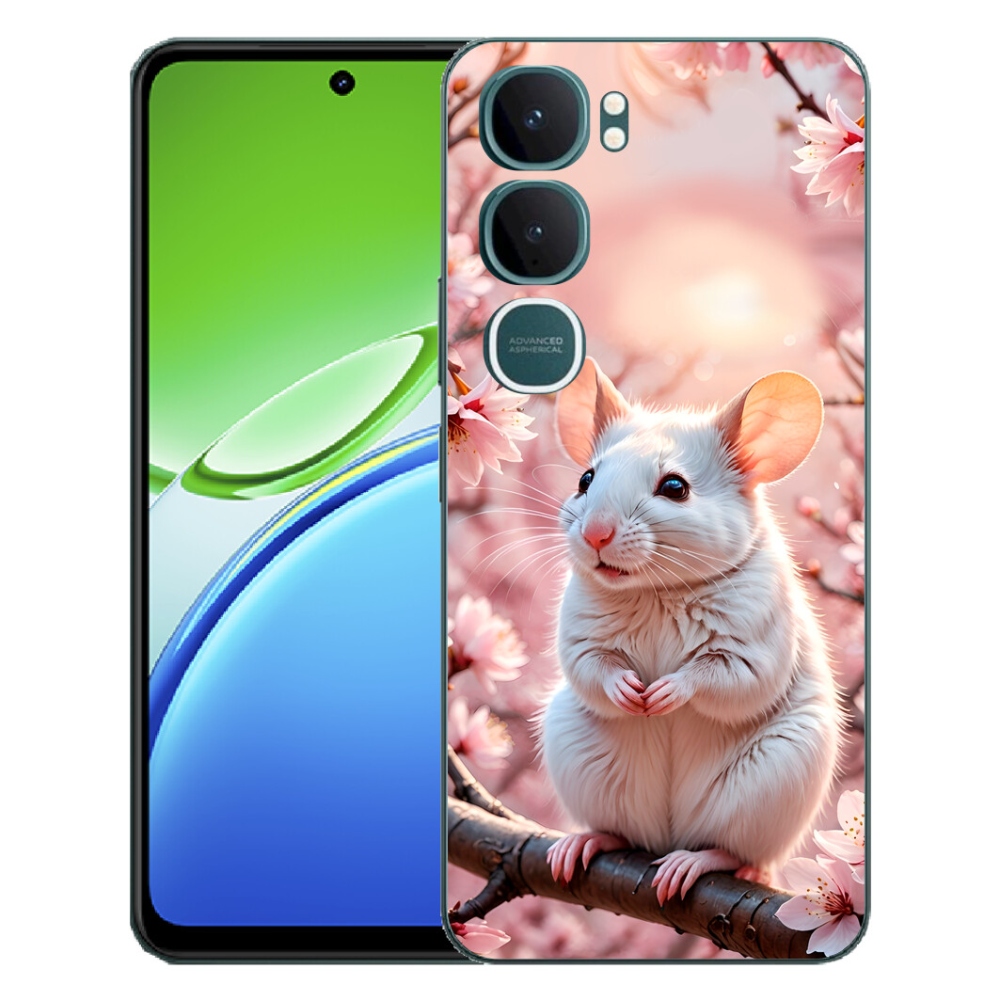 Gelový kryt mmCase na Vivo Y21d - bílá myš na větvi