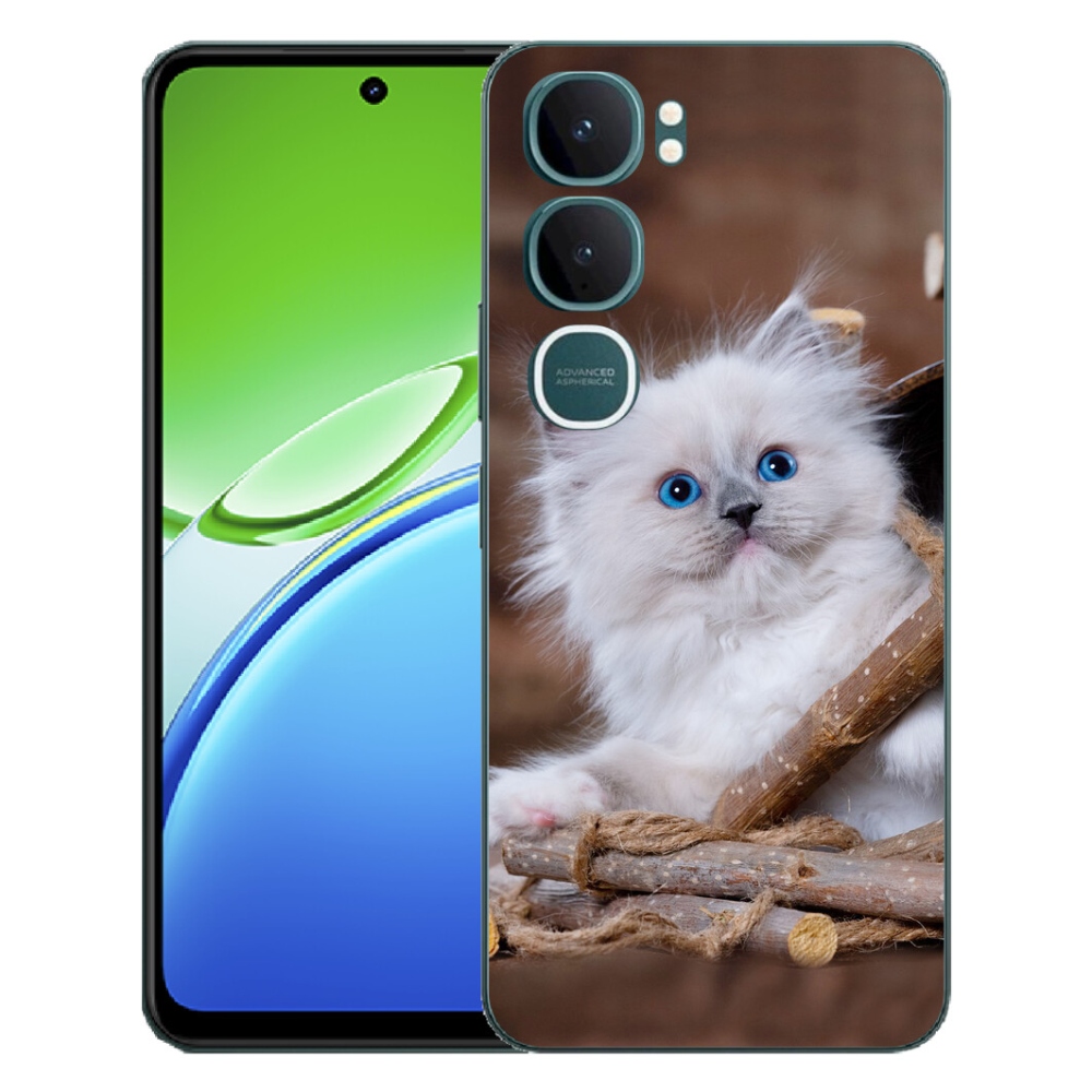 Gelový kryt mmCase na Vivo Y21d - bílé kotě