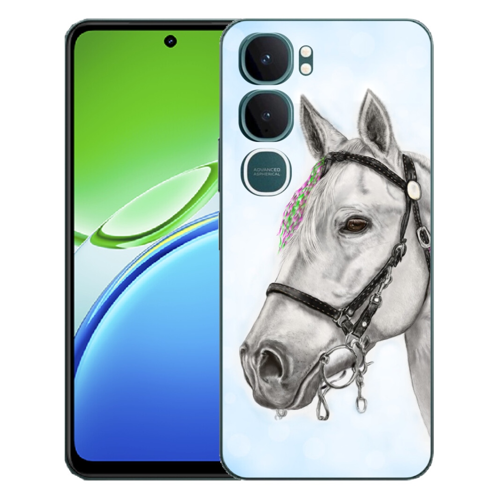 Gelový kryt mmCase na Vivo Y21d - bílý kůň 1