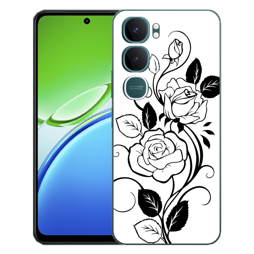 Gelový kryt mmCase na Vivo Y21d - černobílá růže