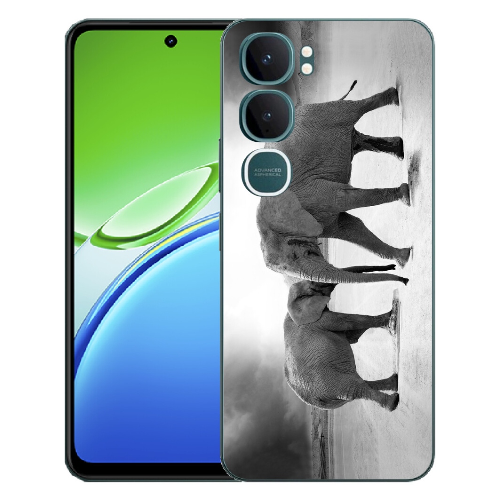Gelový kryt mmCase na Vivo Y21d - černobílí sloni