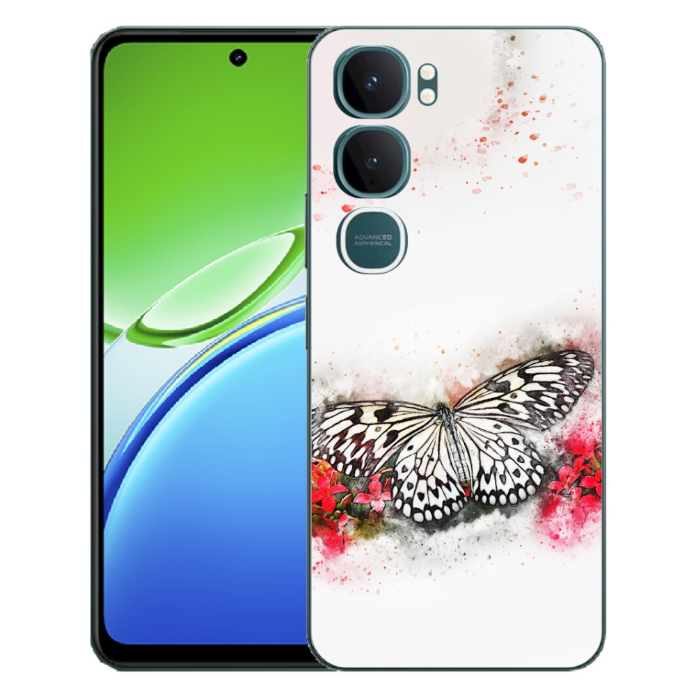 Gelový kryt mmCase na Vivo Y21d - černobílý motýl