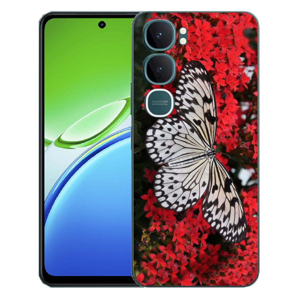 Gelový kryt mmCase na Vivo Y21d - černobílý motýl 1