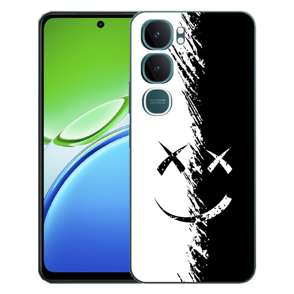 Gelový kryt mmCase na Vivo Y21d - černobílý smajlík