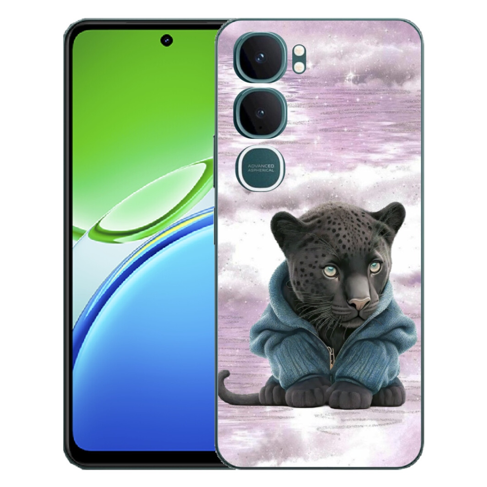 Gelový kryt mmCase na Vivo Y21d - černý panter ve svetru
