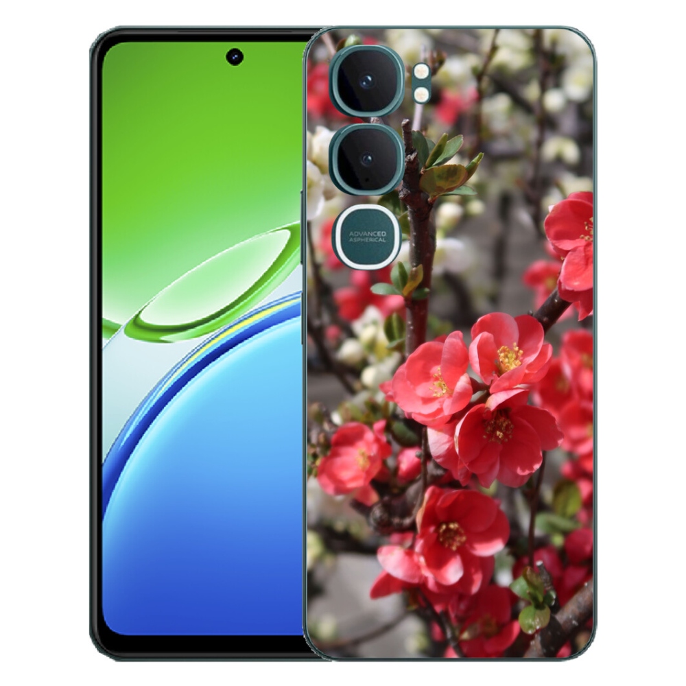 Gelový kryt mmCase na Vivo Y21d - červené květy