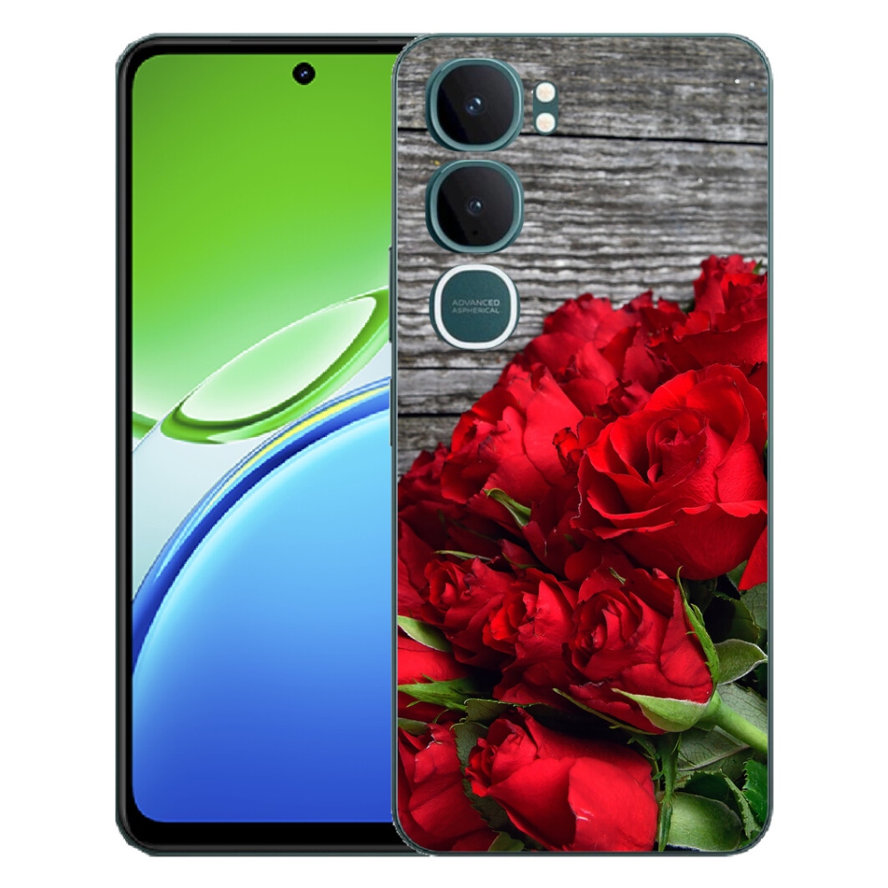 Gelový kryt mmCase na Vivo Y21d - červené růže