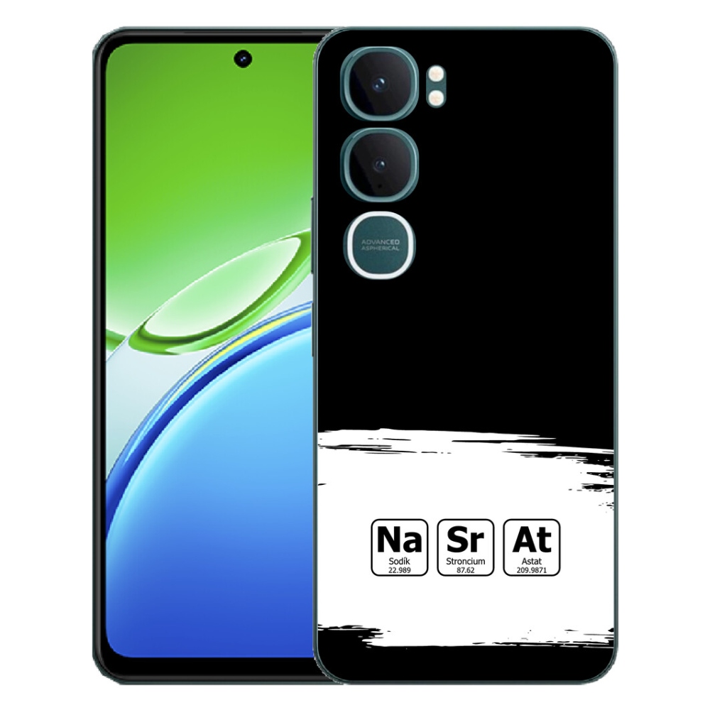 Gelový kryt mmCase na Vivo Y21d - chemické prvky bíločerné pozadí