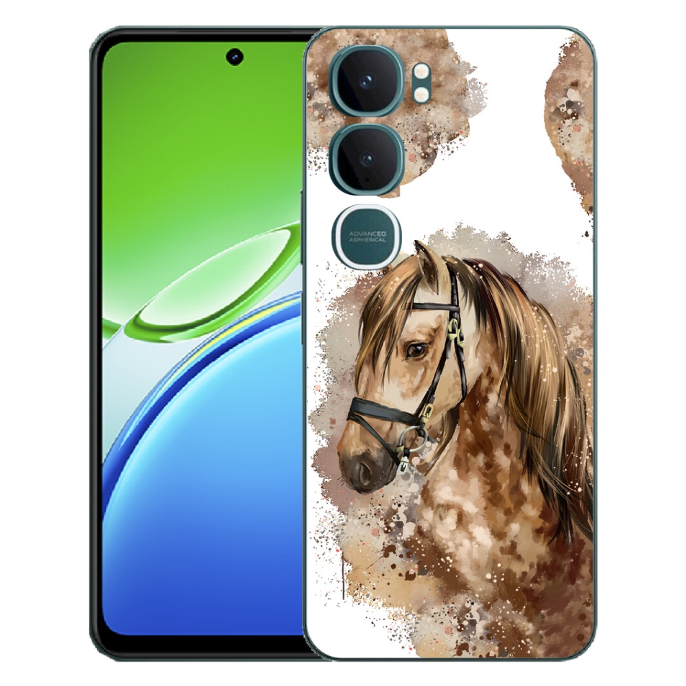 Gelový kryt mmCase na Vivo Y21d - hnědý kreslený kůň