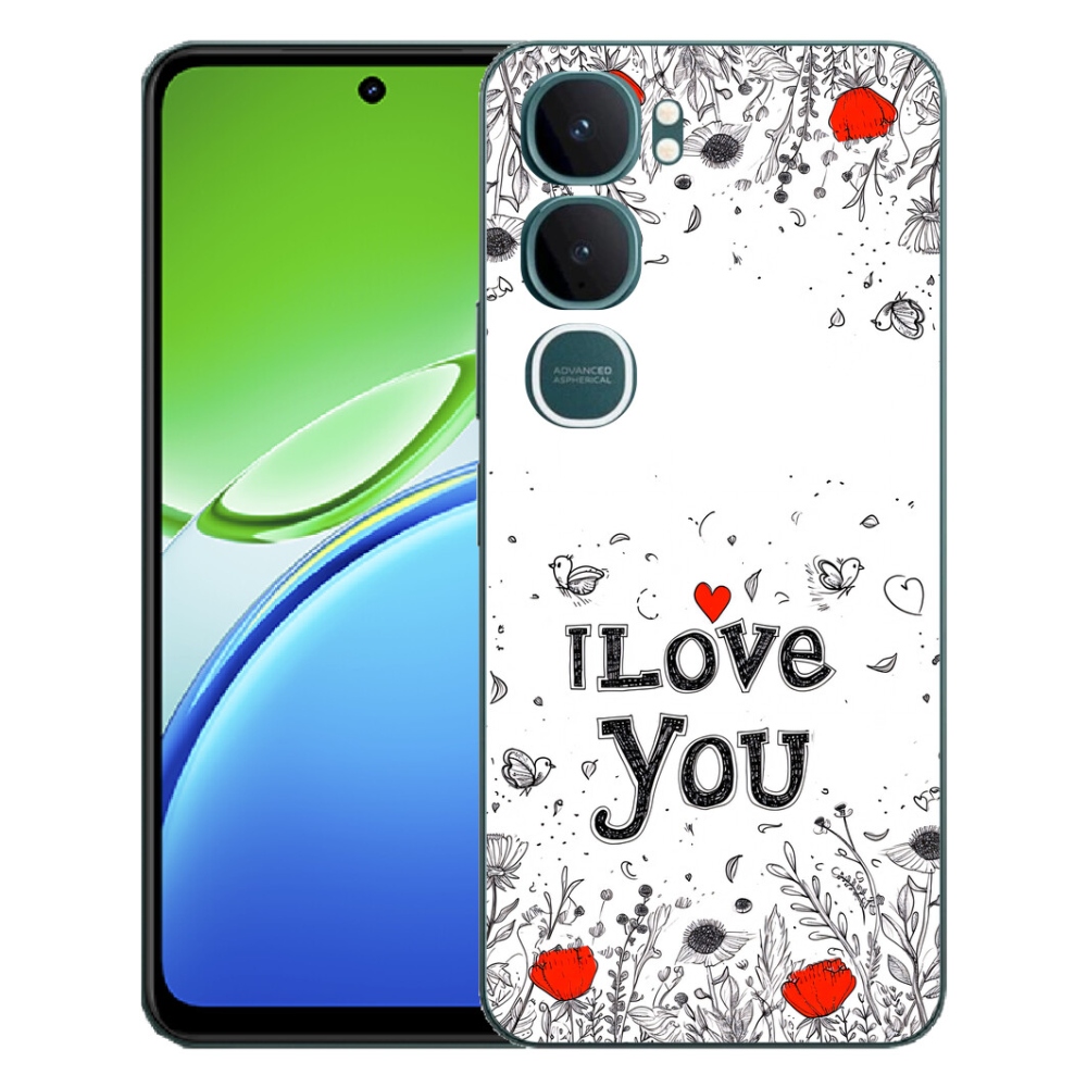 Gelový kryt mmCase na Vivo Y21d - I love you bílé pozadí