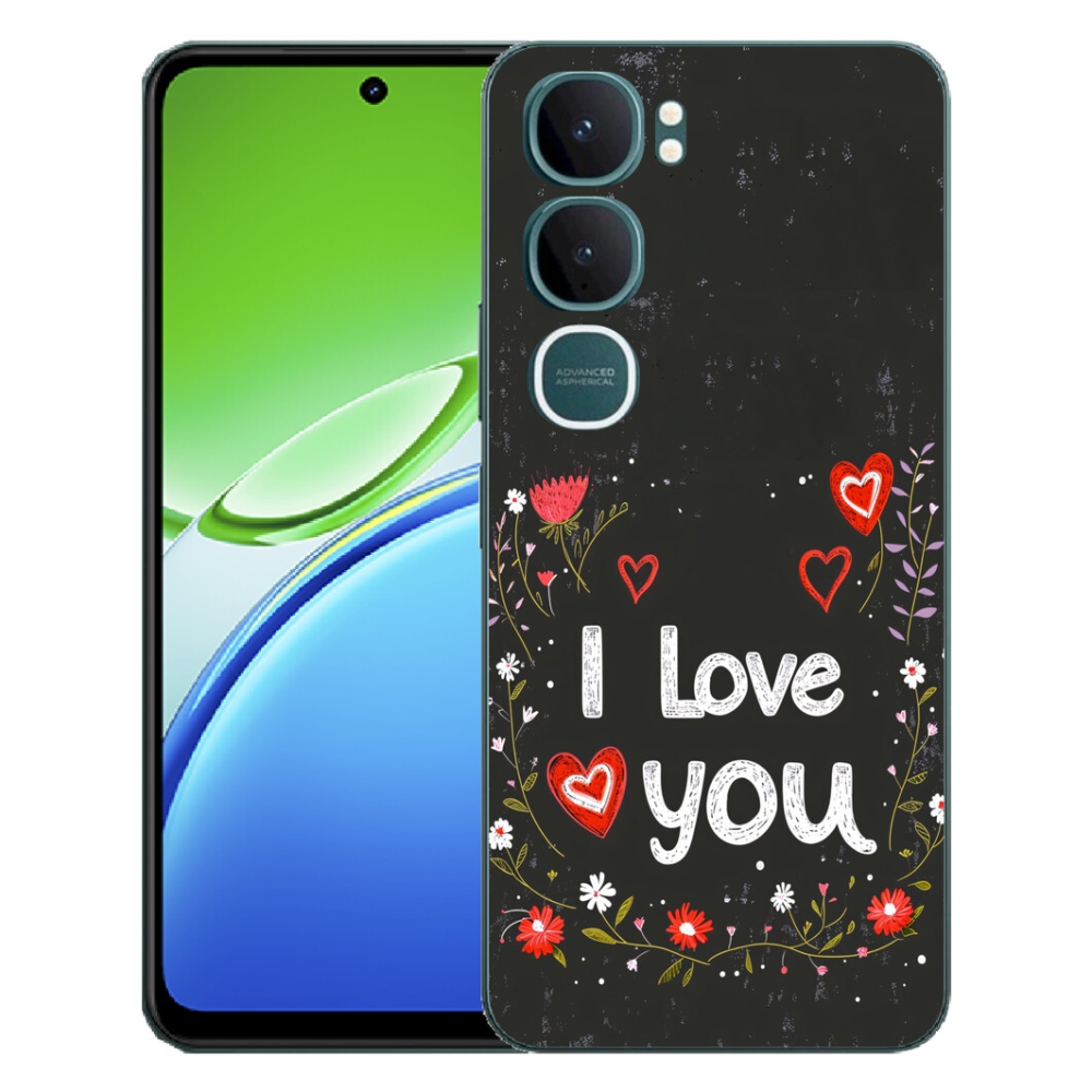Gelový kryt mmCase na Vivo Y21d - I love you černé pozadí