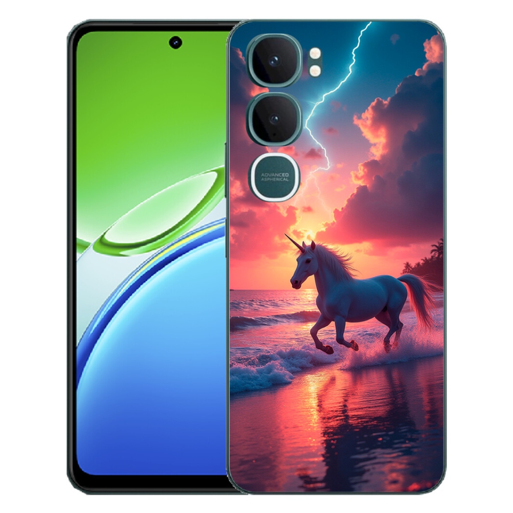 Gelový kryt mmCase na Vivo Y21d - jednorožec na pláži