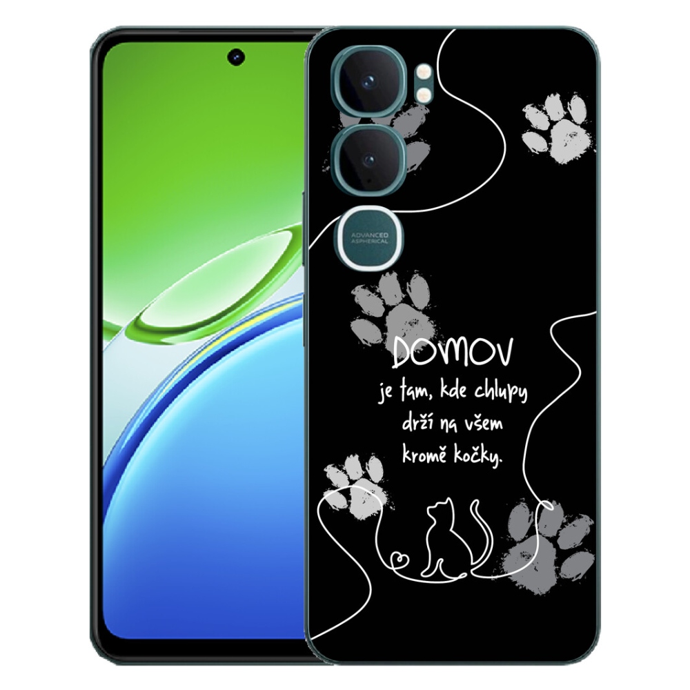 Gelový kryt mmCase na Vivo Y21d - kočičí motiv černé pozadí