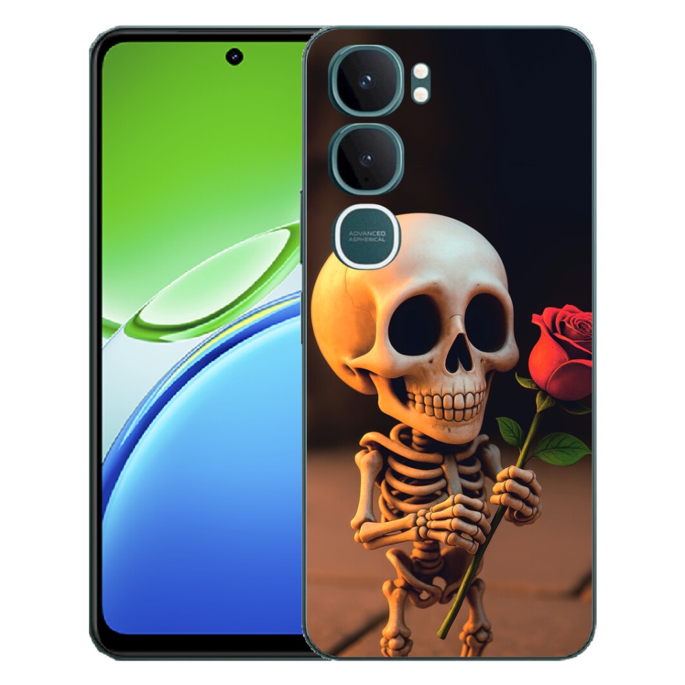 Gelový kryt mmCase na Vivo Y21d - kostlivec s růží