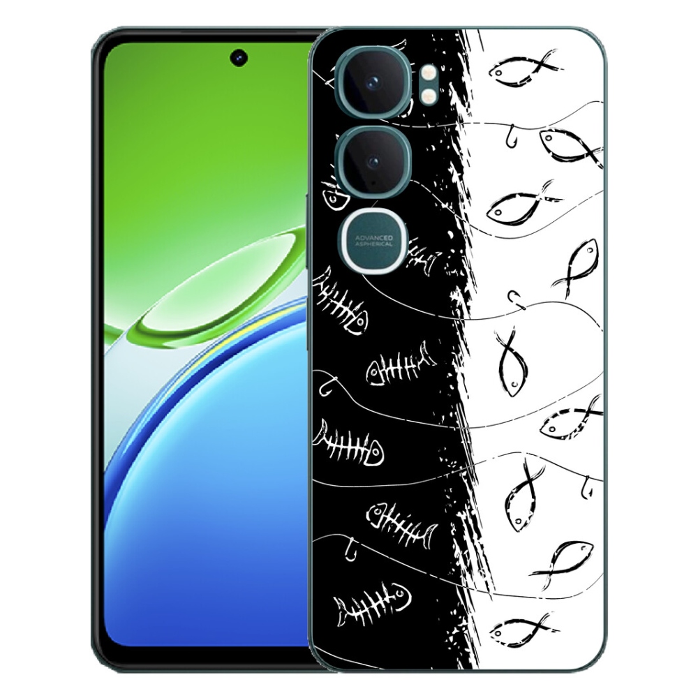 Gelový kryt mmCase na Vivo Y21d - kostry a rybky