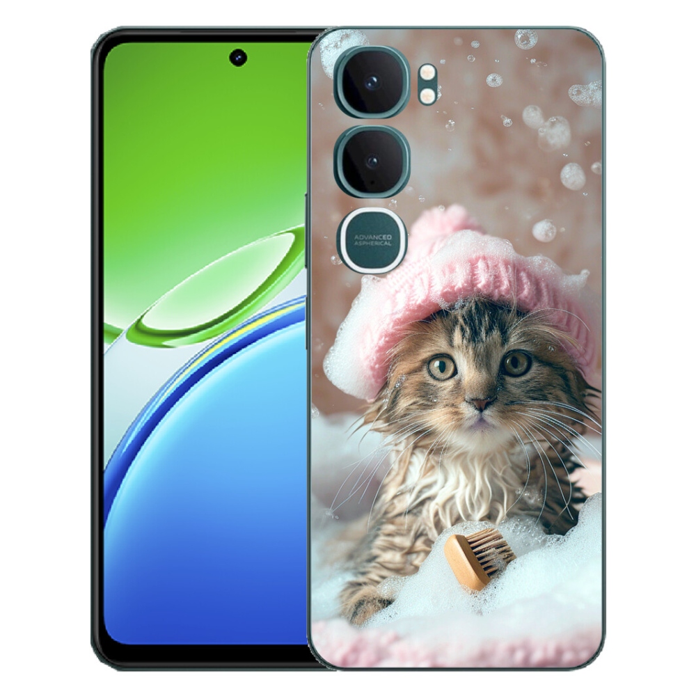 Gelový kryt mmCase na Vivo Y21d - kotě a koupel