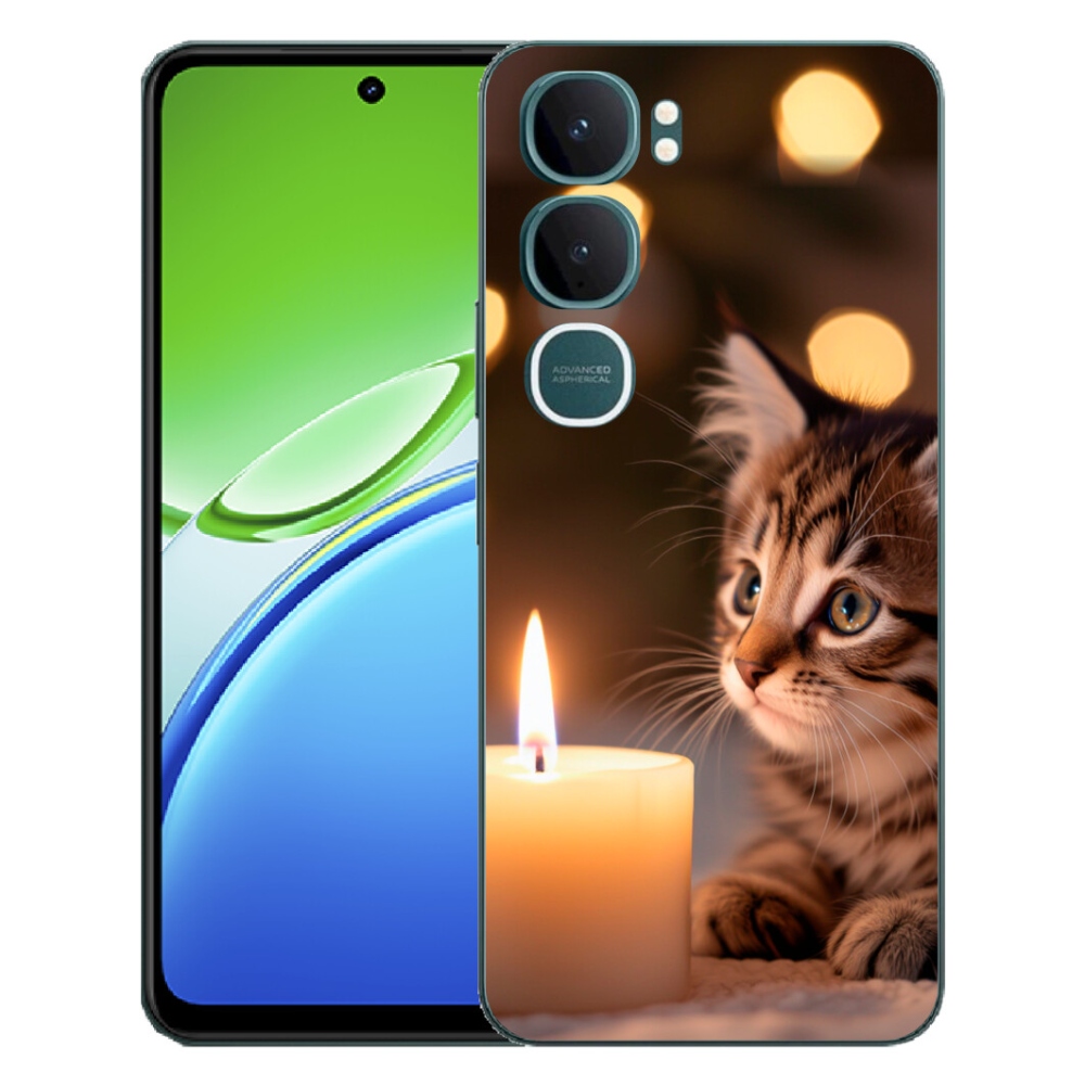 Gelový kryt mmCase na Vivo Y21d - kotě a svíčka