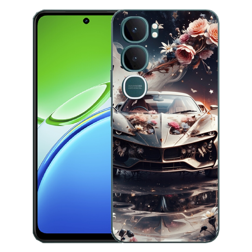 Gelový kryt mmCase na Vivo Y21d - květinový sportovní vůz