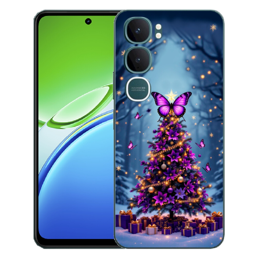 Gelový kryt mmCase na Vivo Y21d - motýlí vánoční stromek