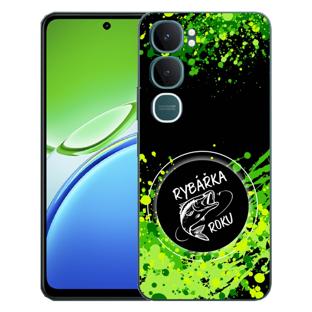 Gelový kryt mmCase na Vivo Y21d - rybářka roku černé pozadí