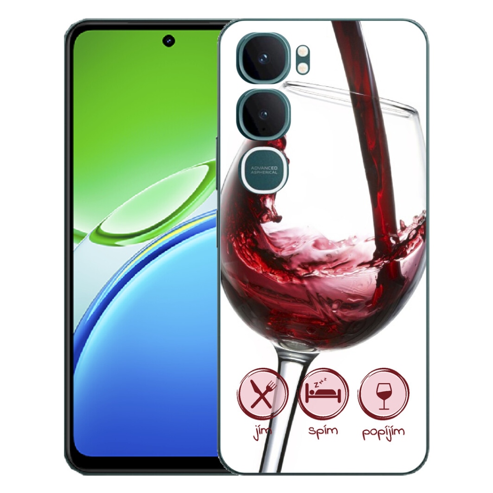 Gelový kryt mmCase na Vivo Y21d - sklenička vína červené