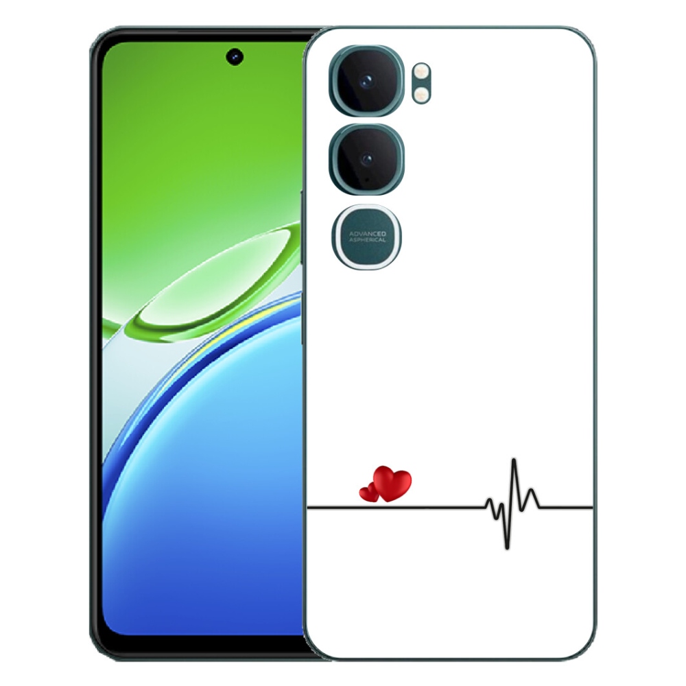 Gelový kryt mmCase na Vivo Y21d - srdce a tep bílé pozadí