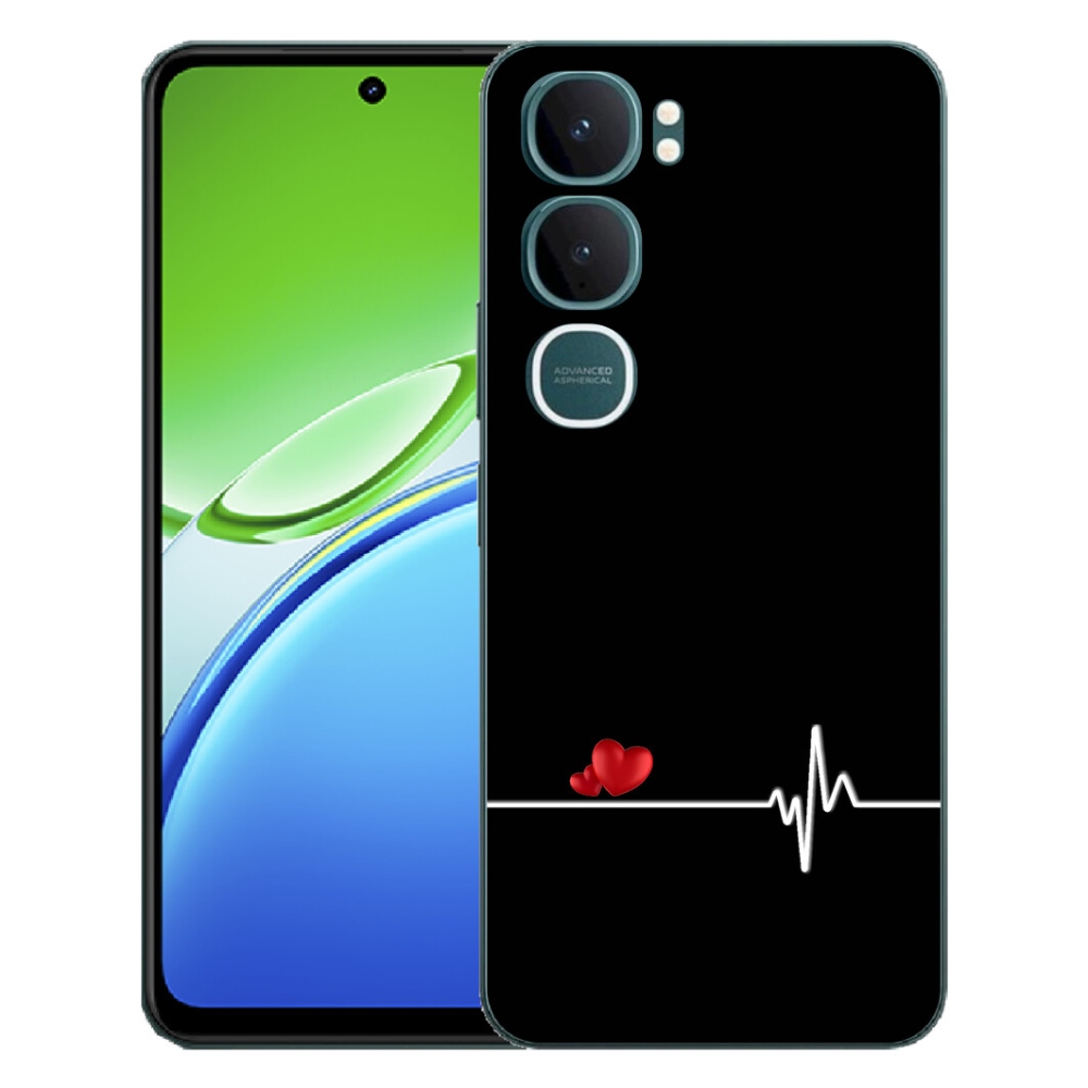 Gelový kryt mmCase na Vivo Y21d - srdce a tep černé pozadí