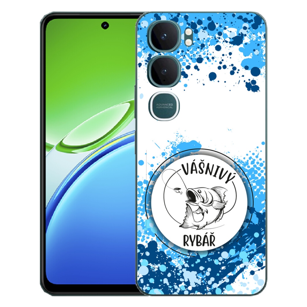 Gelový kryt mmCase na Vivo Y21d - vášnivý rybář bílé pozadí