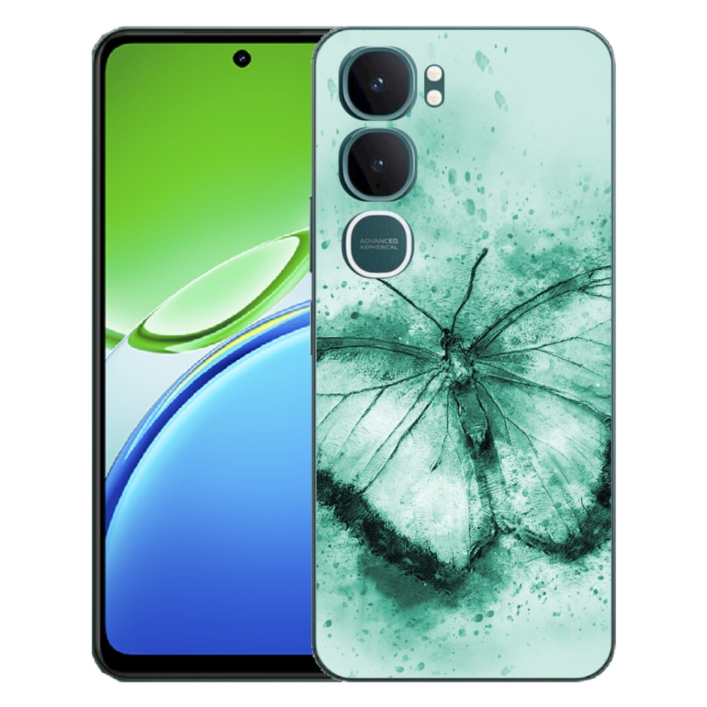 Gelový kryt mmCase na Vivo Y21d - zelený motýl