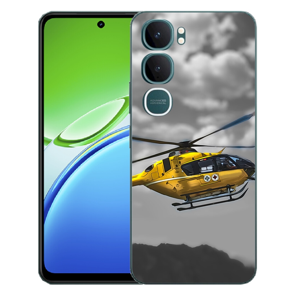 Gelový kryt mmCase na Vivo Y21d - žlutá helikoptéra