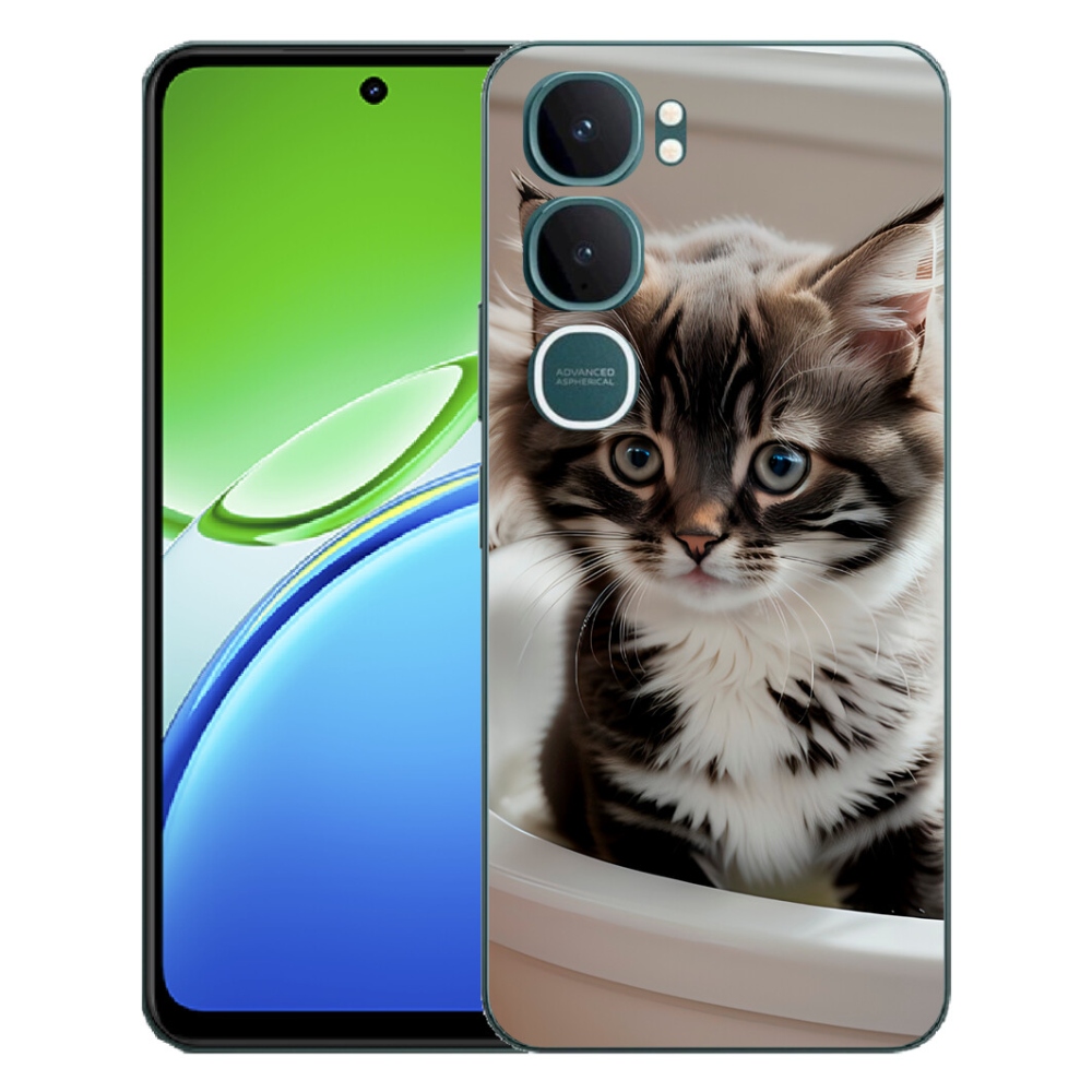 Gelový kryt mmCase na Vivo Y21d - zvědavé kotě