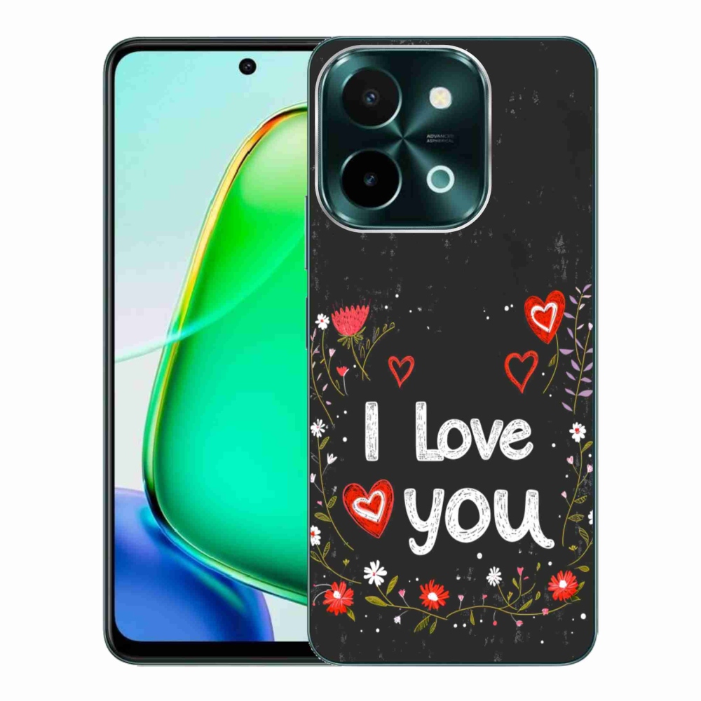Gelový kryt mmCase na Vivo Y28 - I love you černé pozadí