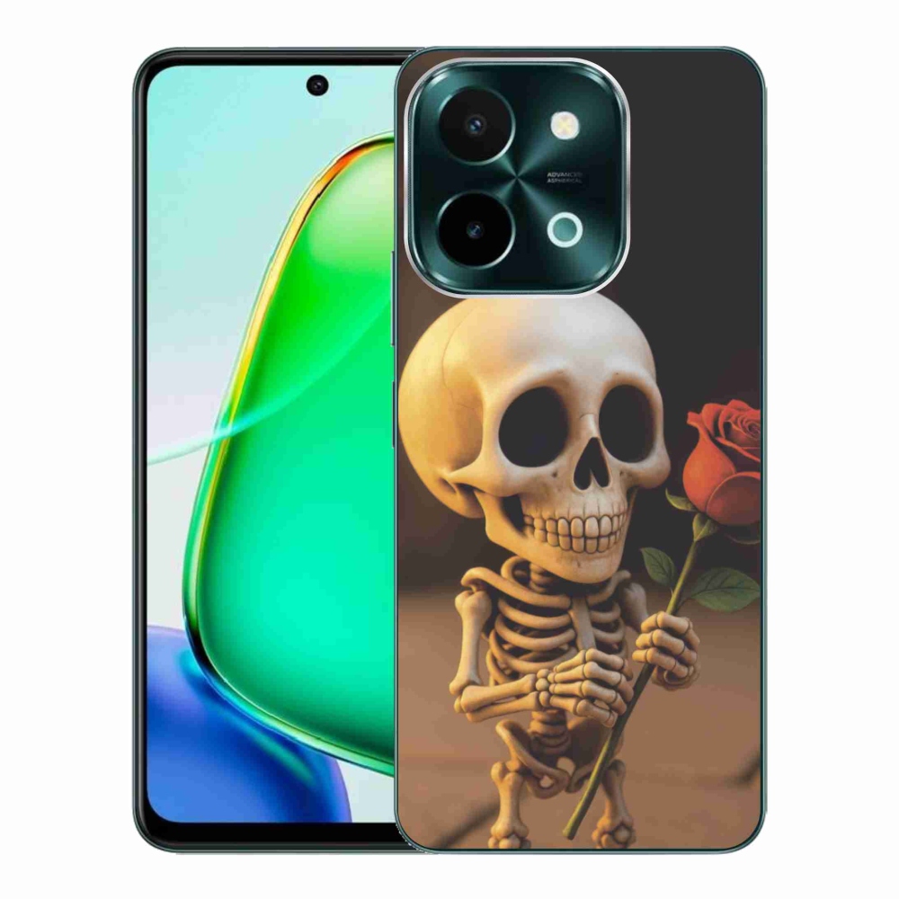 Gelový kryt mmCase na Vivo Y28 - kostlivec s růží
