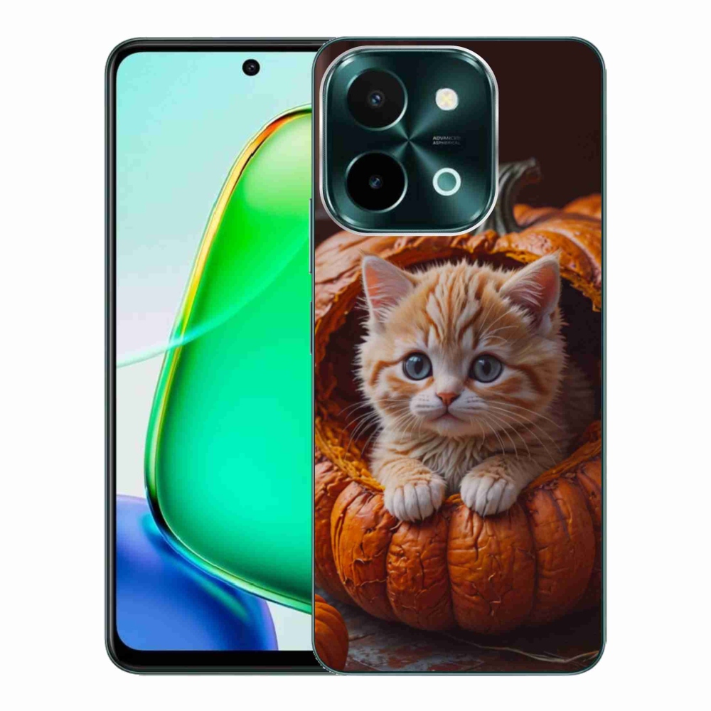 Gelový kryt mmCase na Vivo Y28 - kotě a dýně 2