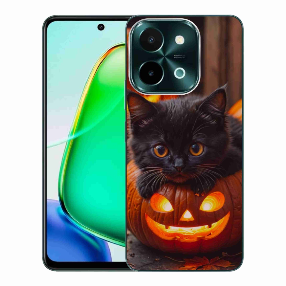 Gelový kryt mmCase na Vivo Y28 - kotě a dýně