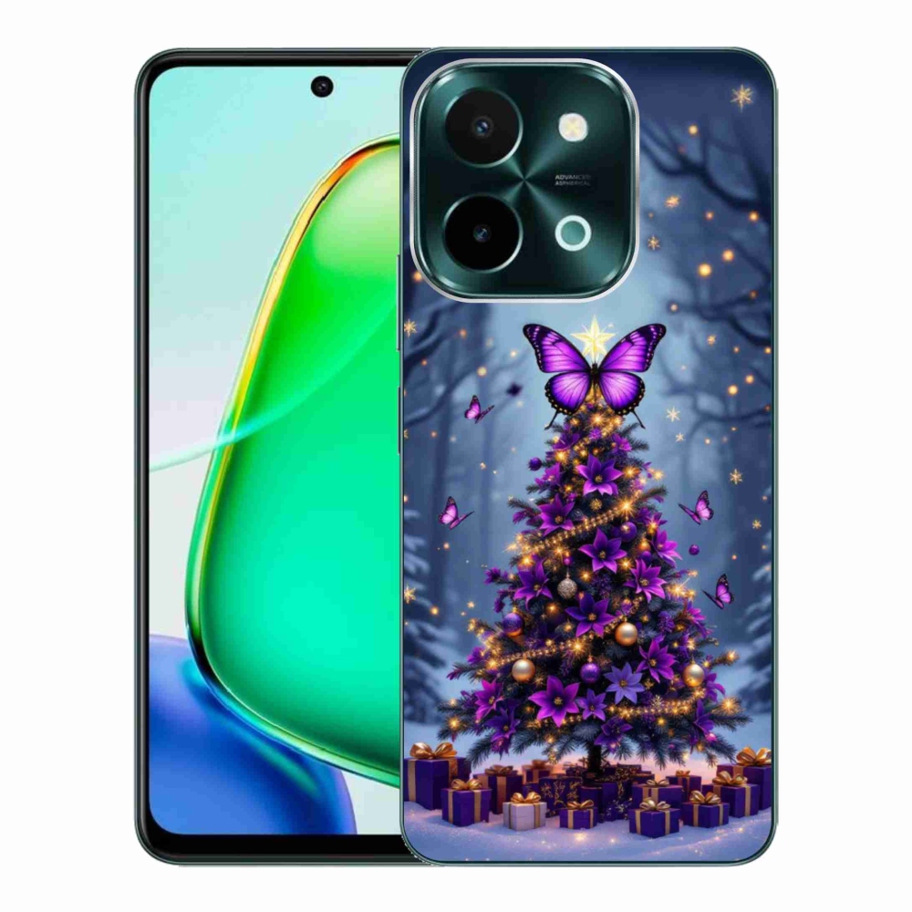 Gelový kryt mmCase na Vivo Y28 - motýlí vánoční stromek
