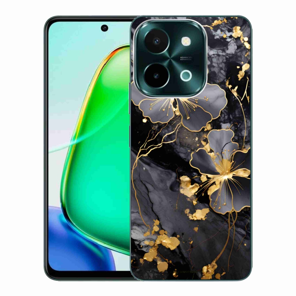 Gelový kryt mmCase na Vivo Y28 - zlaté květy