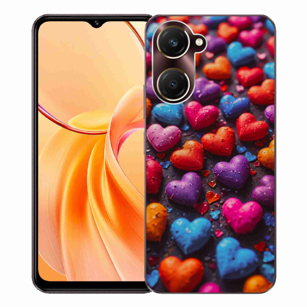 Gelový kryt mmCase na Vivo Y28s 5G - barevná srdce