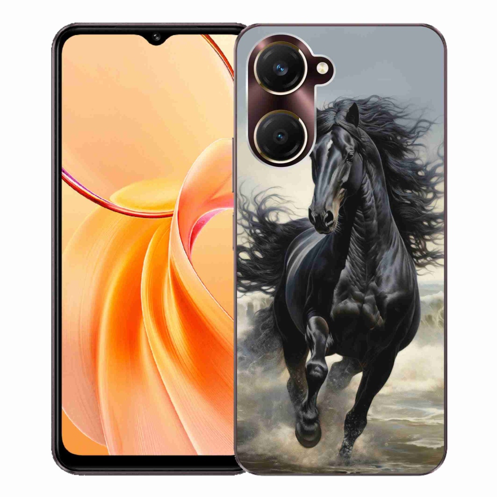 Gelový kryt mmCase na Vivo Y28s 5G - běžící černý kůň
