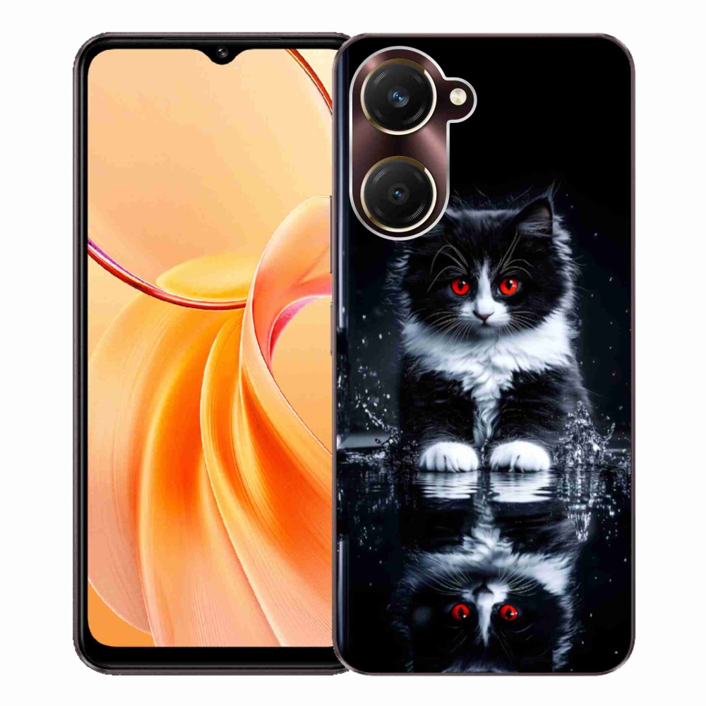 Gelový kryt mmCase na Vivo Y28s 5G - černobílé kotě