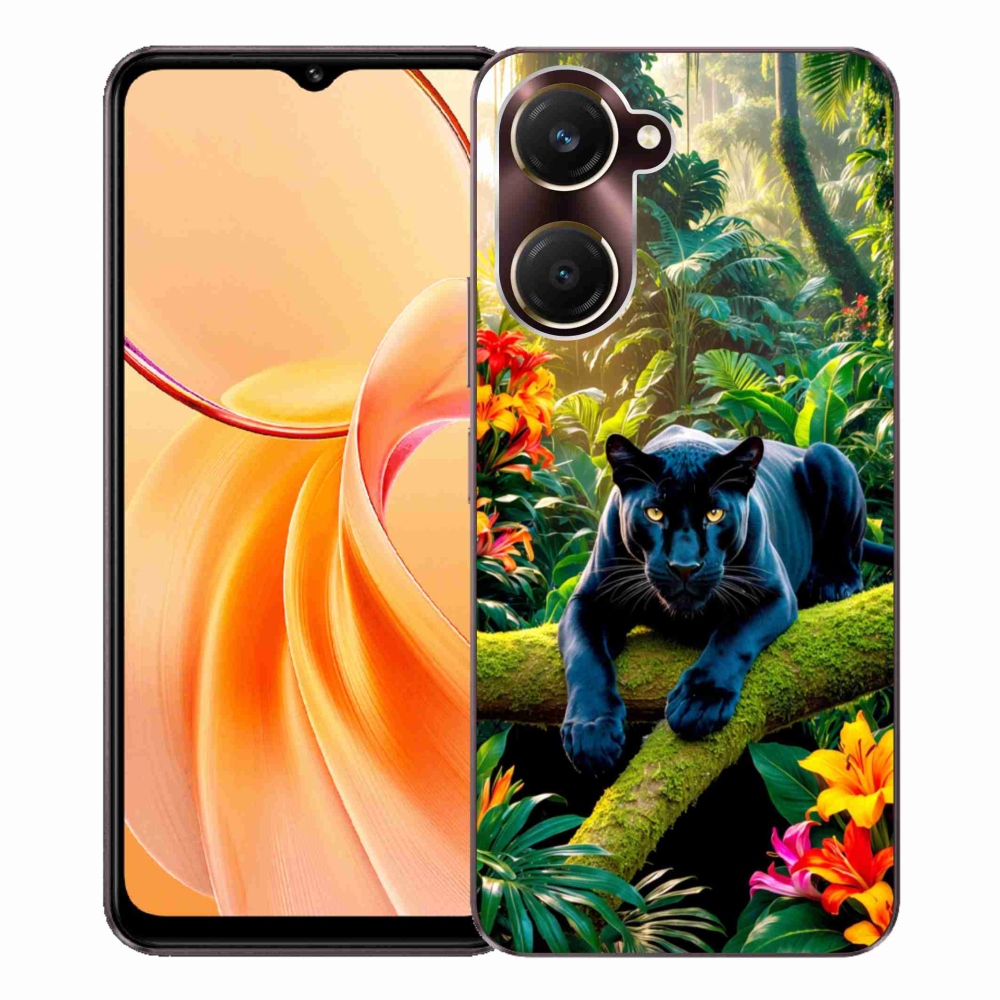 Gelový kryt mmCase na Vivo Y28s 5G - černý panter v džungli