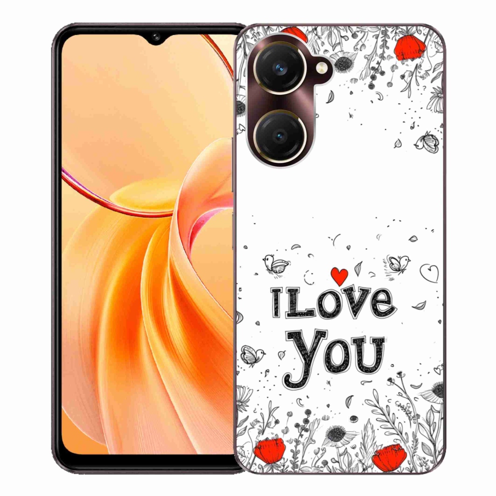 Gelový kryt mmCase na Vivo Y28s 5G - I love you bílé pozadí