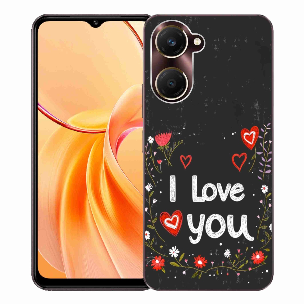 Gelový kryt mmCase na Vivo Y28s 5G - I love you černé pozadí